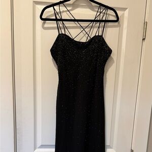 Black evening gown with beads